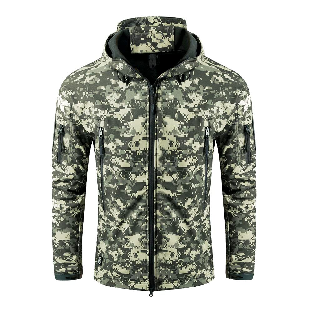 Men's Outdoor Waterproof Soft Shell Hooded Military Tactical Jacket