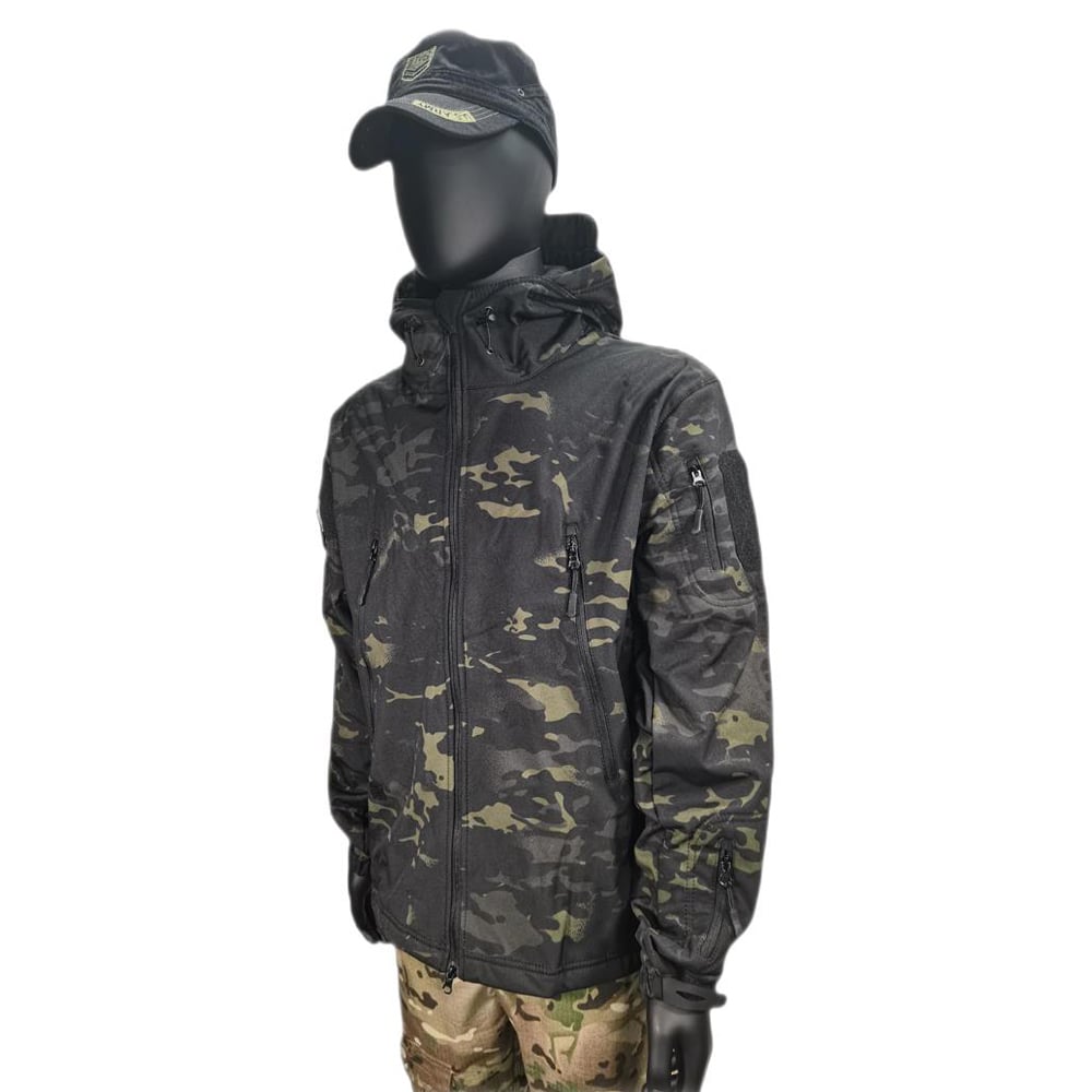 Military Outdoor Softshell Jacket Black CP