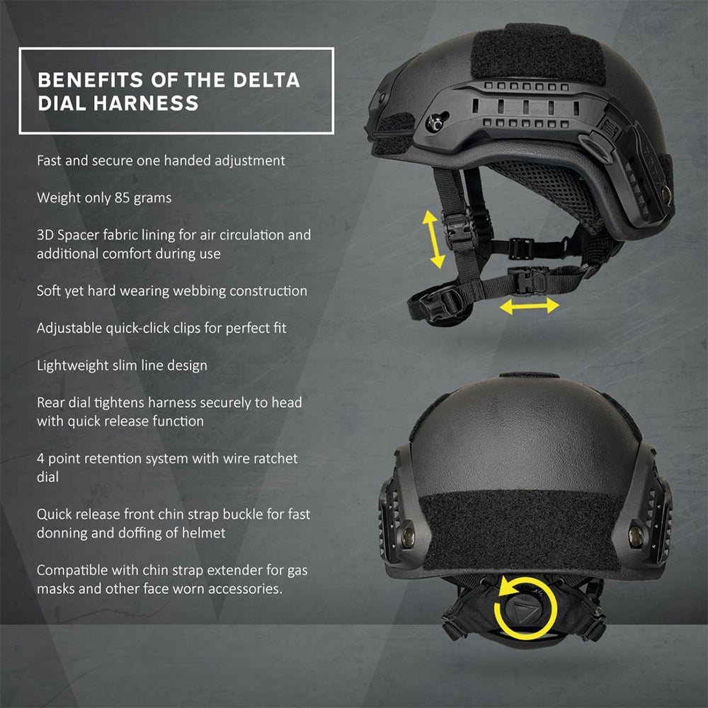 Ballistic Helmet BOA Style Delta Dial Retention Harness With Rapid Adjustment Dial