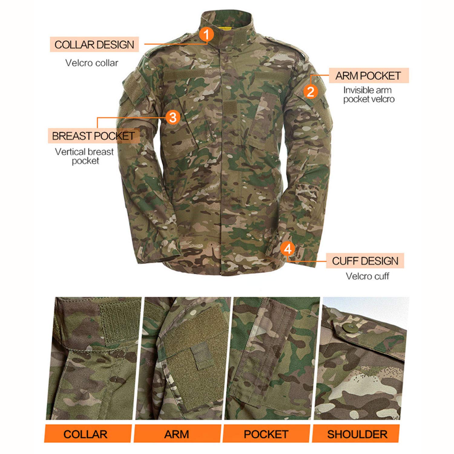 Camo Multicam Men's Tactical Jacket and Pants CP Cloth Uniform