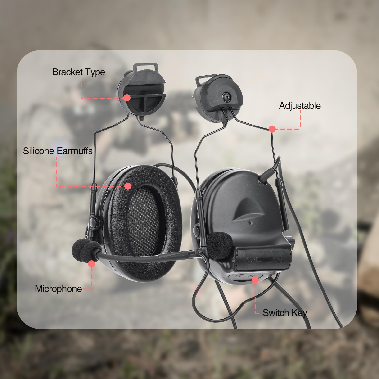 Bulletproof Helmet Shooting Ear Protection Electronic Tactical Headset