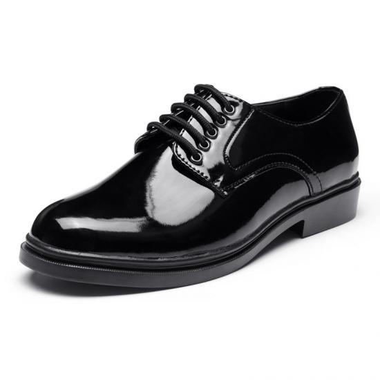 Polished Black Army Genuine Leather Officer Shoes Manufacturer