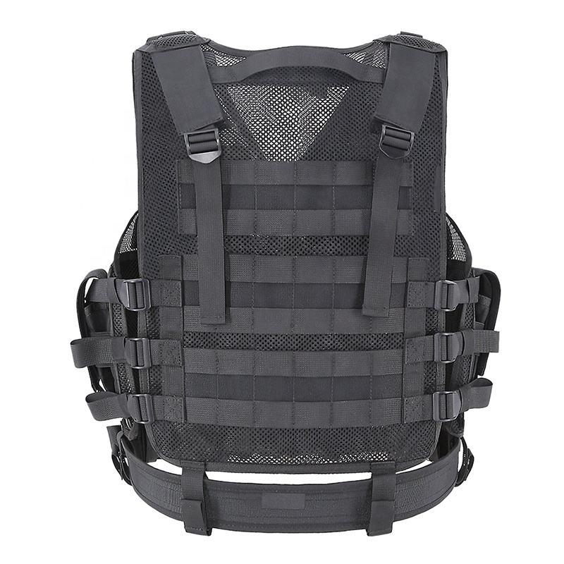 Custom Polyester Black Tactical Mesh Vest Multi-functional Molle Vest