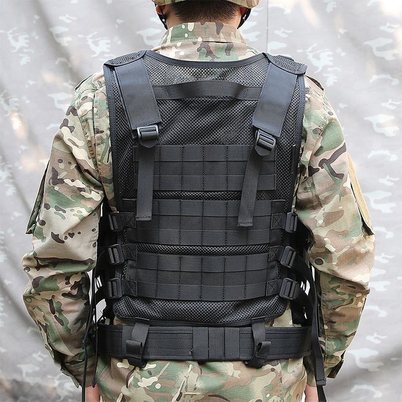 Custom Polyester Black Tactical Mesh Vest Multi-functional Molle Vest