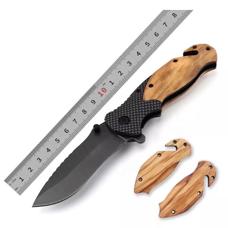 Olive Wood Blades Outdoor Survival Tactical Knife Hunting Folding Blade