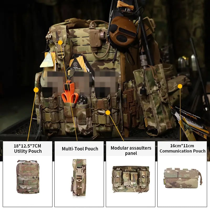 500D Cordura Nylon Laser Cutting Tactical Combat Equipment Armor Vest Multicam Plate Carrier Vest With FS Style