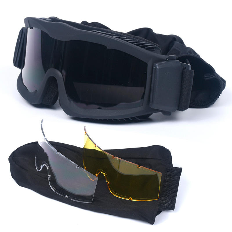 Tactical Goggles Shock-Resistant Three-Lens Set CS Game Shooting Glasses