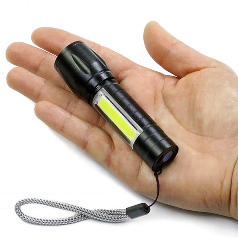 Waterproof 5W LED Pocket EDC Mini Aluminum Zoom Tactical Flashlight With COB Side Light