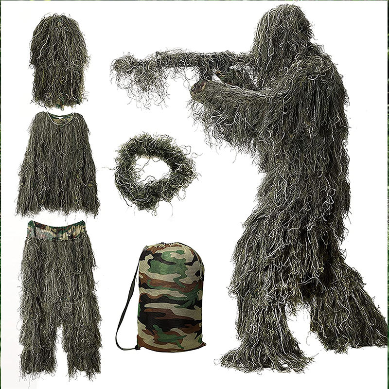 Durable Forest Product Mesh Lining Green Camo Ghillie Suit For Hunting