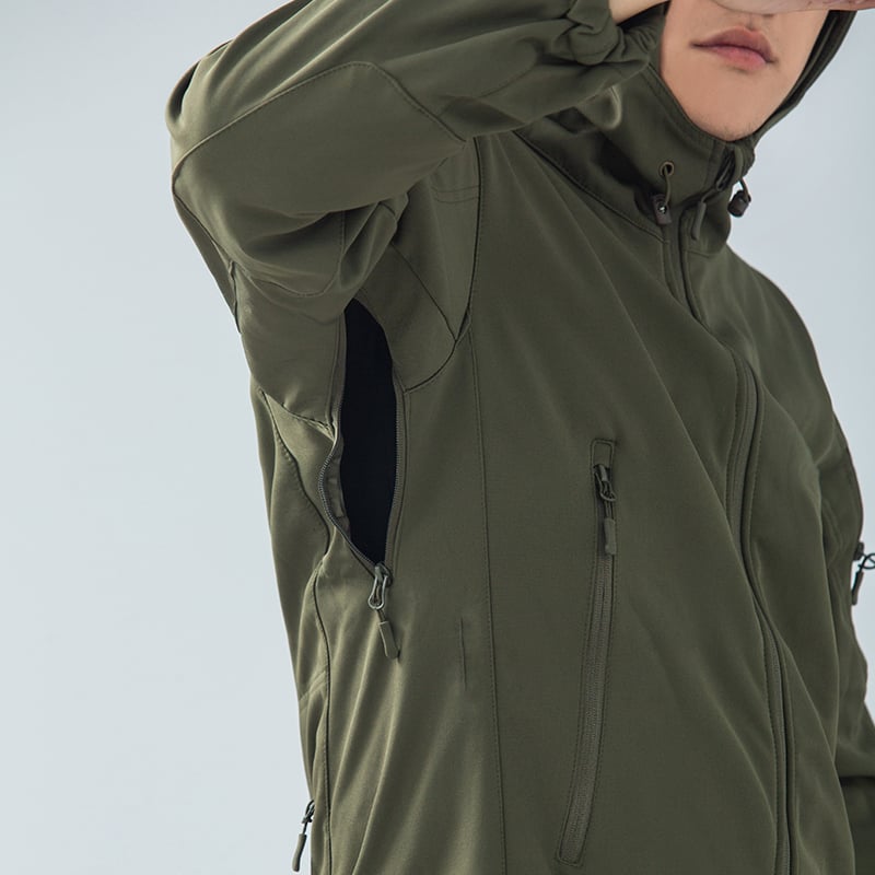 Outdoor Softshell Style Breathable Softshell Black Hoodie Waterproof Hunting Tactical Jacket